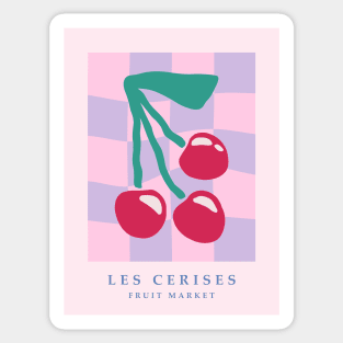 Fruit market, Cherry, Y2K decor, Checkerboard, Cute art print, Indie decor, Danish pastel Sticker